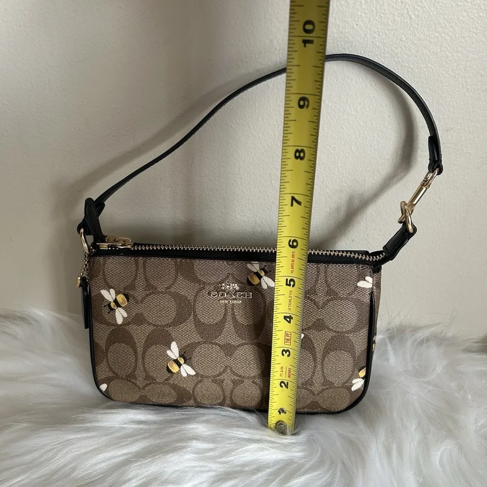 Coach Nolita 19 Signature Canvas Honey Bee Print Wristlet Brown Black Bag - Picture 8 of 9